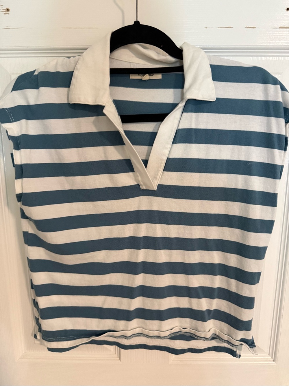 Madewell Blue & White Striped Collared Shirt – Size XS